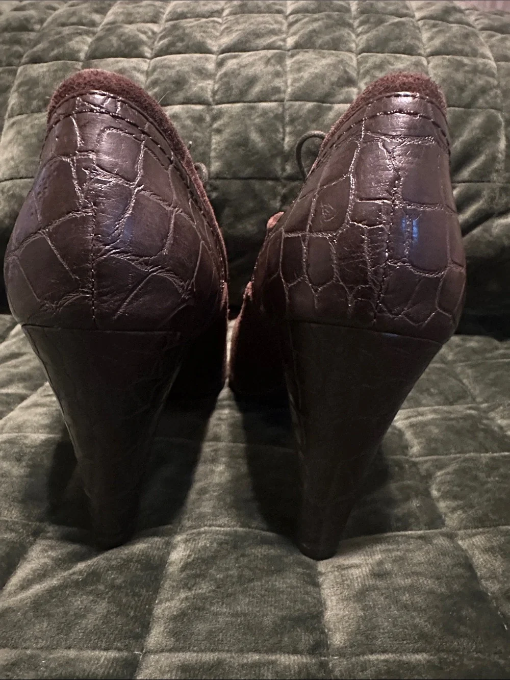 Nickels Dark Brown Suede Peep-Toe Lace-Up Heels